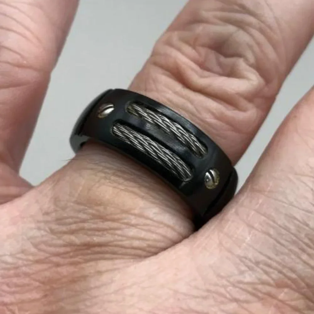 Men's Black Titanium Cable Ring